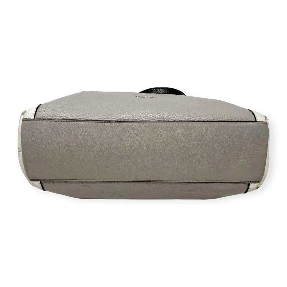 Kate Spade Off White, Black & Grey, Pebbled Leather Satchel Double Handle